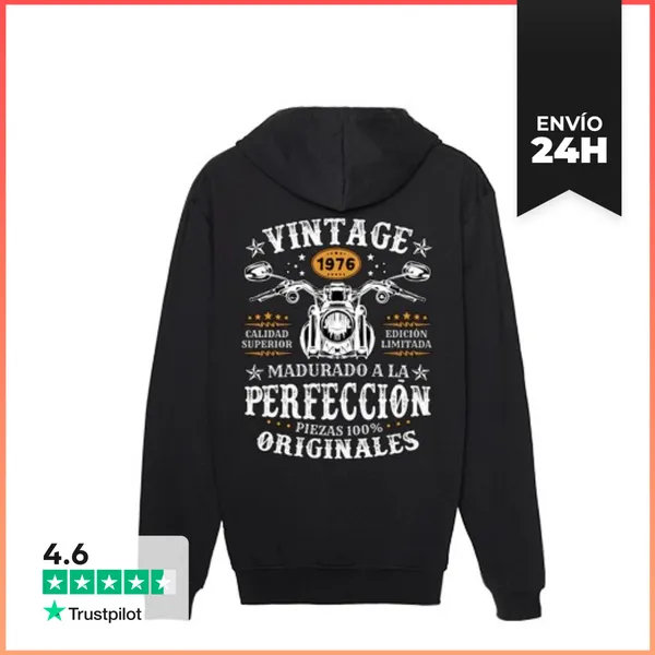 Sudadera Unisex Con Capucha Vintage Moto Madurado A La Perfección
