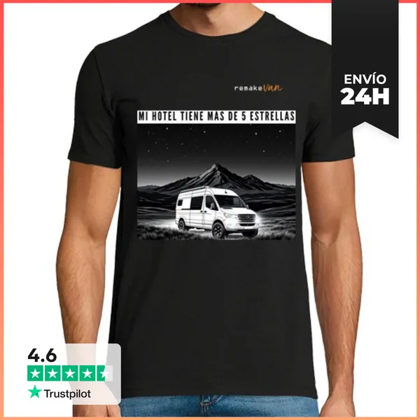 Camiseta Hombre Clásica Hotel 5 Estrellas Negro Hombre