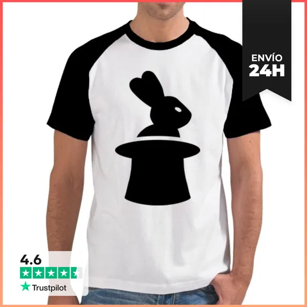 Camiseta Hombre, Estilo Béisbol Sombrero De Copa Conejo Mago