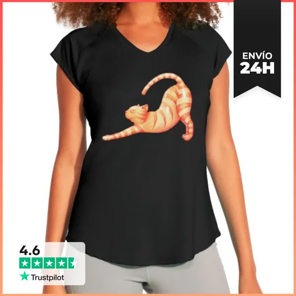 Camiseta Deportiva Mujer Yoga Cat LaTostadora