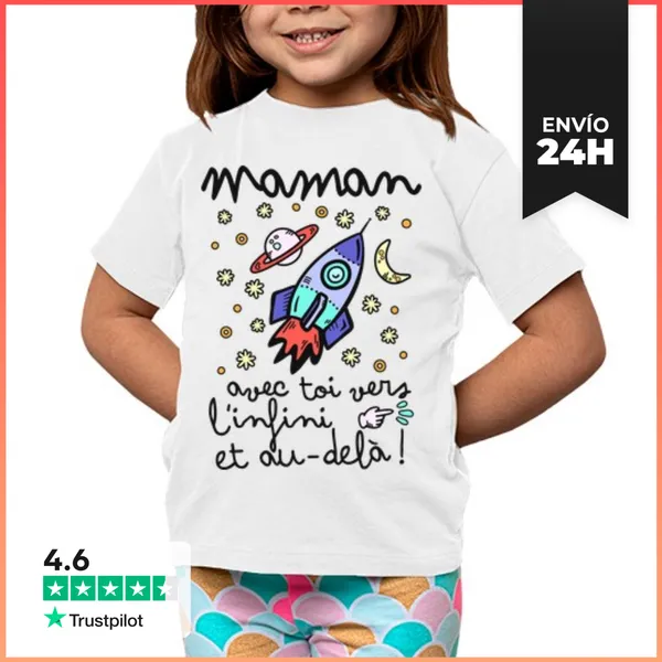 Camiseta Clásica Para Niños Maman Avec Toi Vers L Infini Et Au