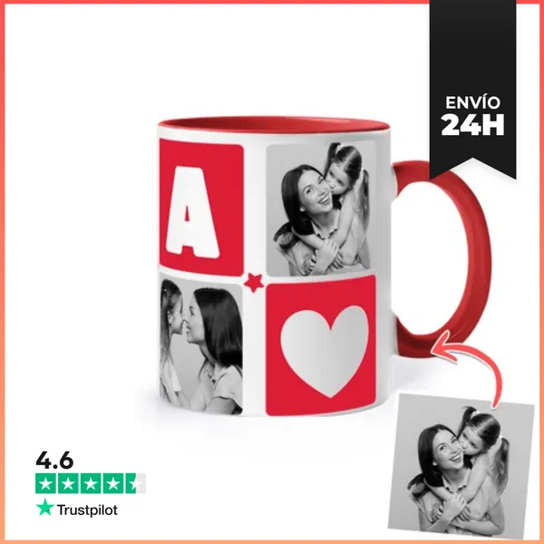 Taza De Colores Taza Ama Con Fotos Personalizables LaTostadora