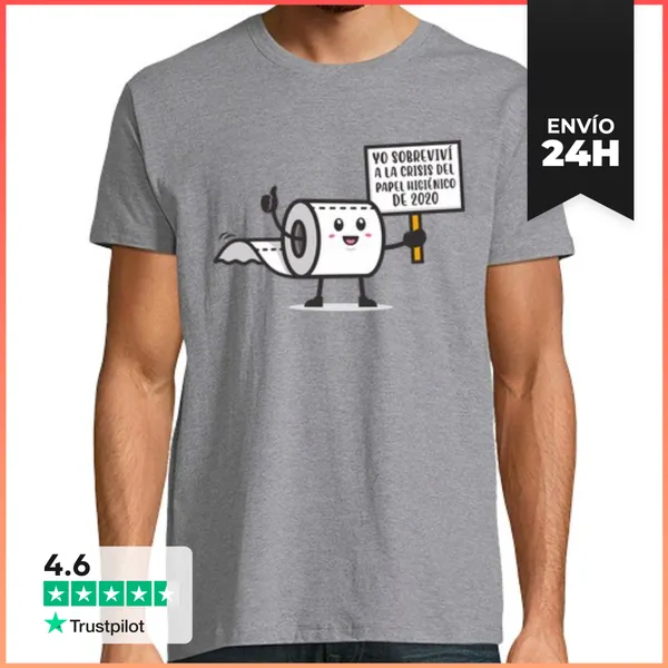 Camiseta Hombre Clásica Yo Sobreviví A La Crisis Del Papel