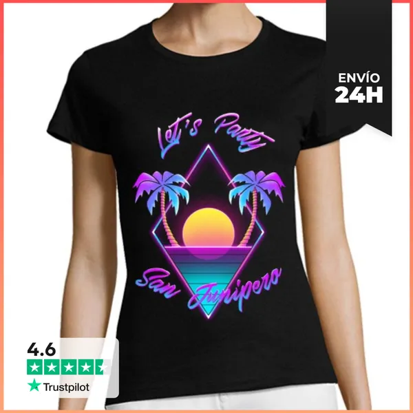 Camiseta Mujer Clásica Mujer, Manga Corta, Negra, Calidad Premium