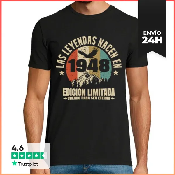 Camiseta Hombre Clásica Las Leyendas Nacen En 1948 LaTostadora
