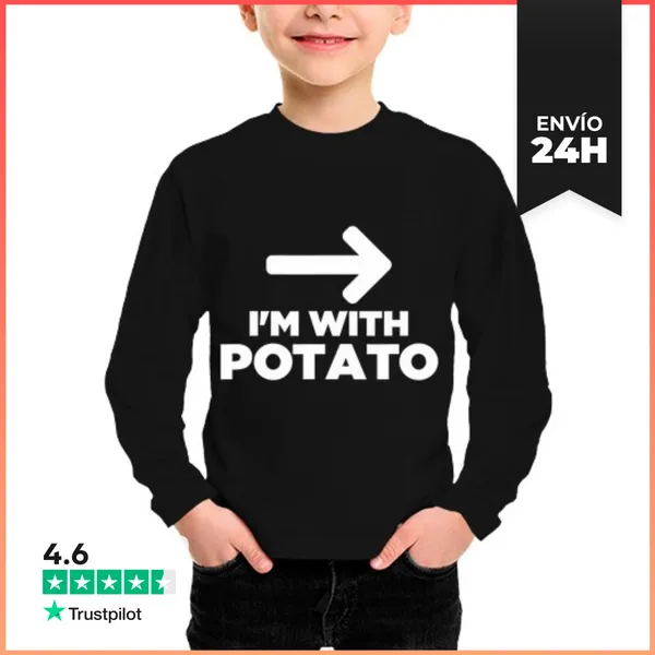 Camiseta Manga Larga Para Niños Estoy Con Una Papa Con Una Flecha