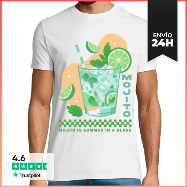 Camiseta Hombre Clásica MOJITO IS SUMMER IN A GLASS LaTostadora