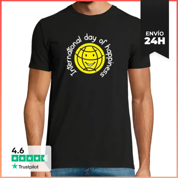 Camiseta Hombre Clásica Día Internacional De La Felicidad