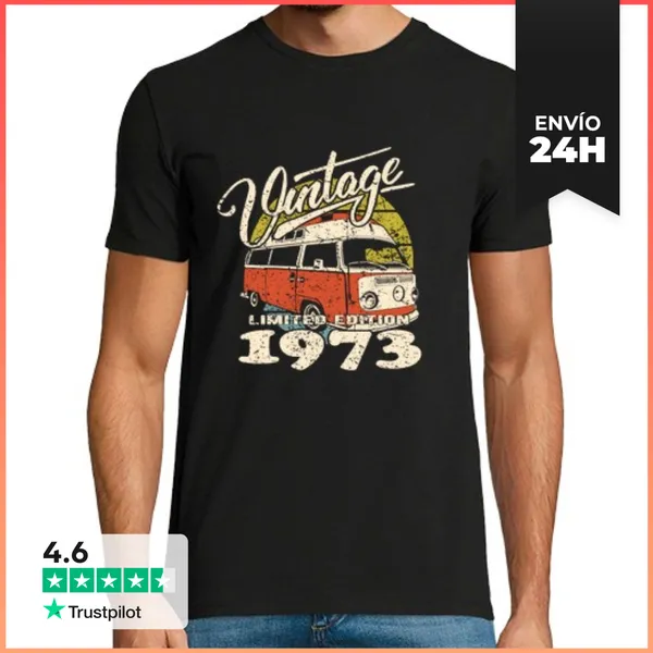 Camiseta Hombre Clásica Furgoneta Vintage 1973 LaTostadora