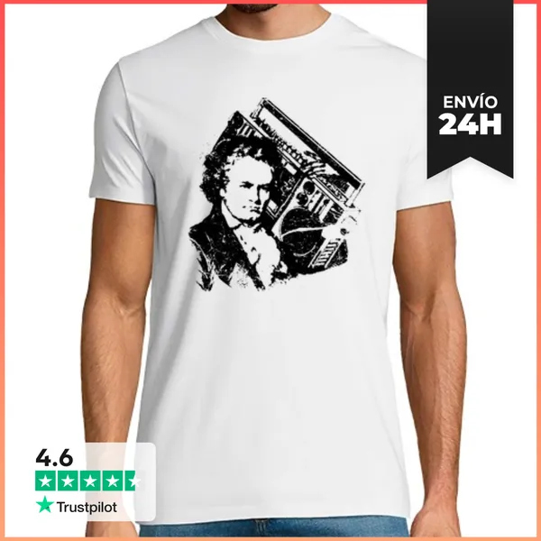 Camiseta Hombre Clásica Beethoven Hip-hop Ghettoblaster