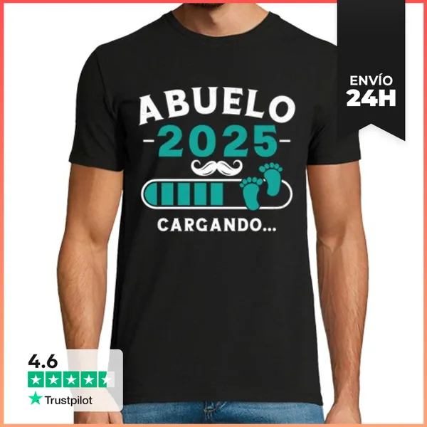 Camiseta Hombre Clásica Abuelo 2025 Cargando Regalo Divertido