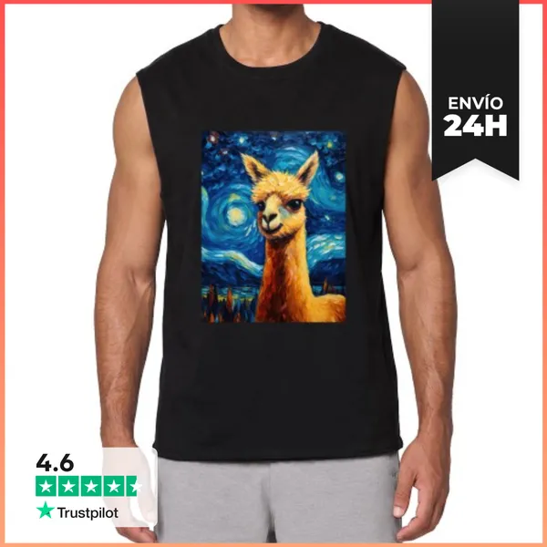 Camiseta Sin Mangas Alpaca Noche Estrellada Cuadro De Van G