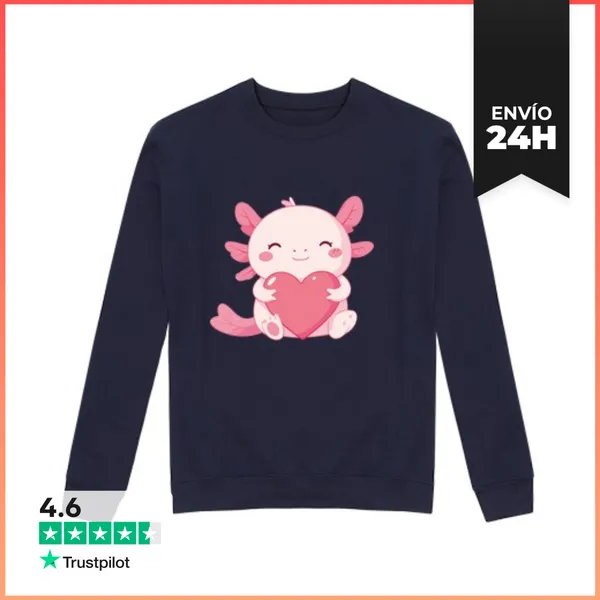 Sudadera Unisex Ajolote Kawaii Con Corazón LaTostadora