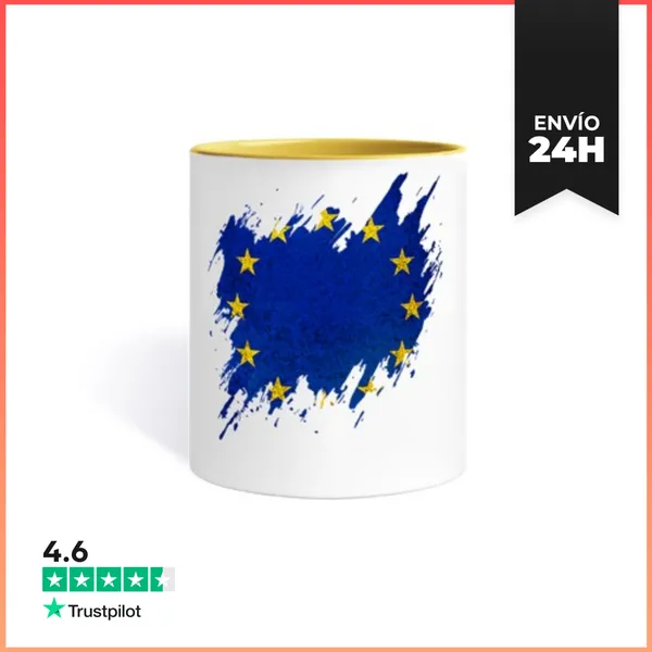 Taza De Colores Bandera De Europa Rasgada, Grunge LaTostadora