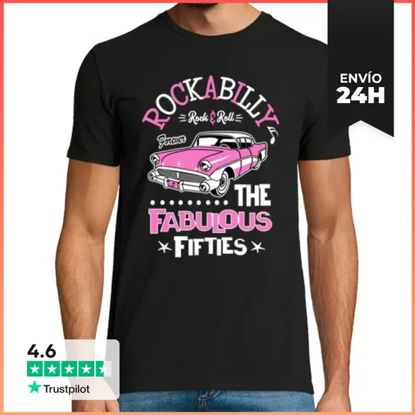 Camiseta Hombre Clásica Camiseta Rock Rockabilly Music Rockers