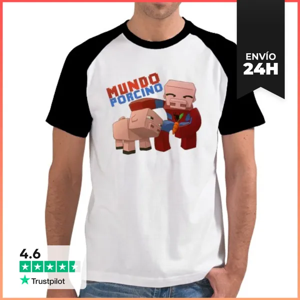Camiseta Hombre, Estilo Béisbol Mundo Porcino LaTostadora