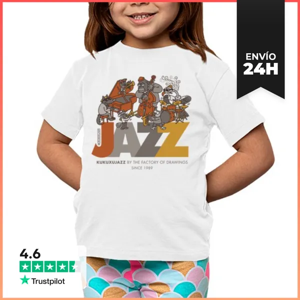 Camiseta Clásica Para Niños JAZZ-BLANCO LaTostadora