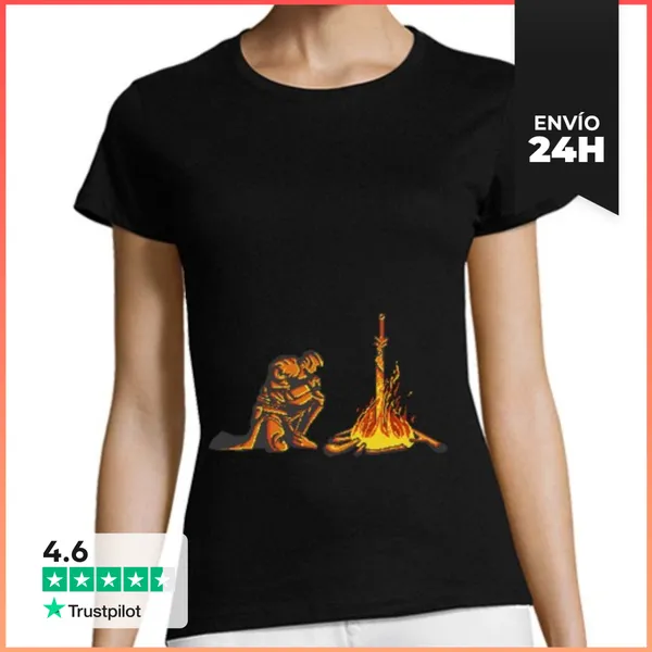 Camiseta Mujer Clásica Dark Souls Bonfire LaTostadora