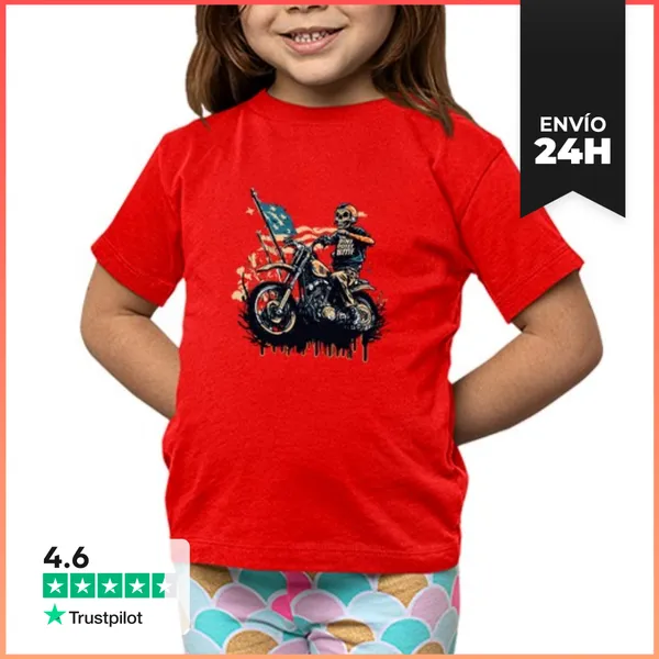 Camiseta Clásica Para Niños American Flag Skeleton LaTostadora