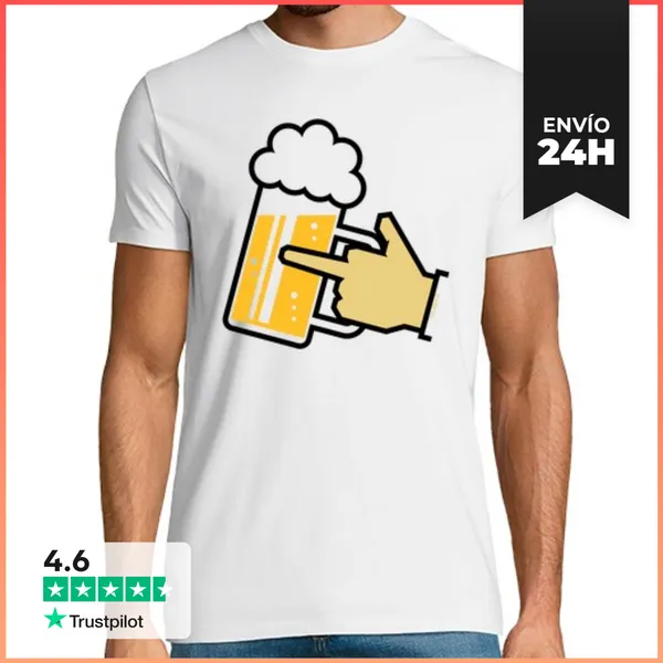 Camiseta Hombre Clásica Jarra De Cerveza Con Dedo Medio - R - 3