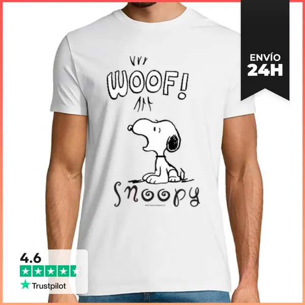 Camiseta Hombre Clásica Snoopy Woof LaTostadora