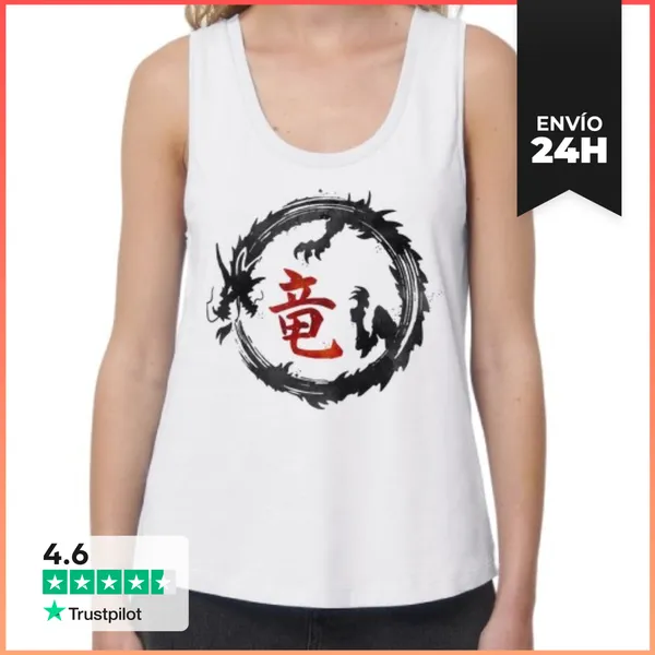 Camiseta Mujer Sin Mangas, Loose Fit Dragon LaTostadora