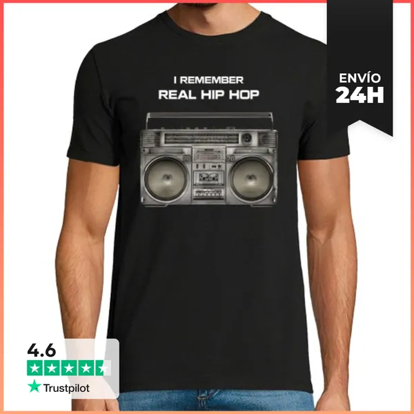Camiseta Hombre Clásica I Remember Real Hip Hop (Yo Recuerdo El