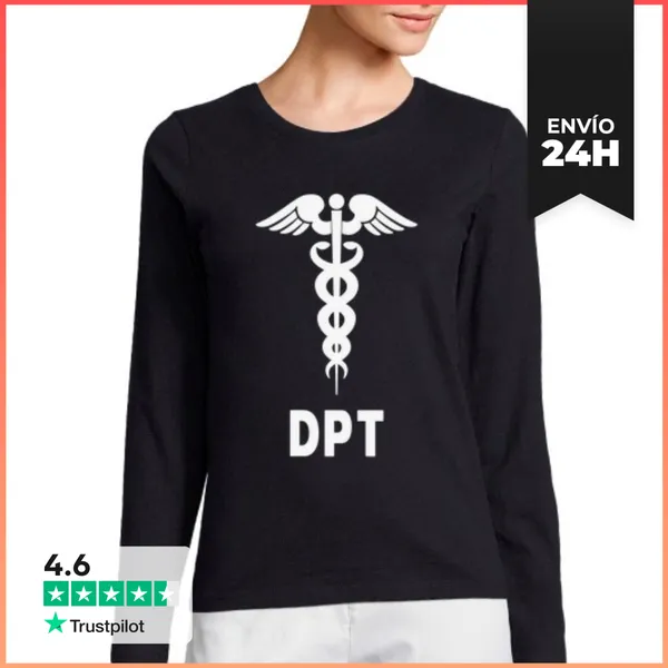Camiseta Mujer Manga Larga Doctor En Fisioterapia Dpt Caduceo