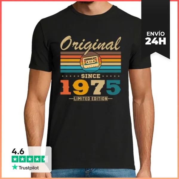 Camiseta Hombre Clásica 50 Cumpleaños 50 Años Vintage 1975