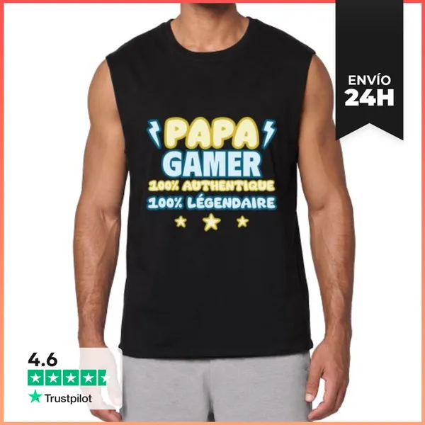 Camiseta Sin Mangas Papá Gamer Geek Jugador Juegos LaTostadora