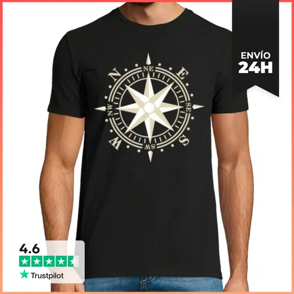 Camiseta Hombre Clásica Rosa De Los Vientos LaTostadora