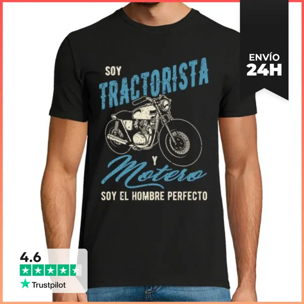 Camiseta Hombre Clásica Tractorista Y Motero LaTostadora