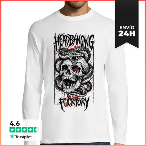 Camiseta Hombre Manga Larga Craneo Calavera LaTostadora