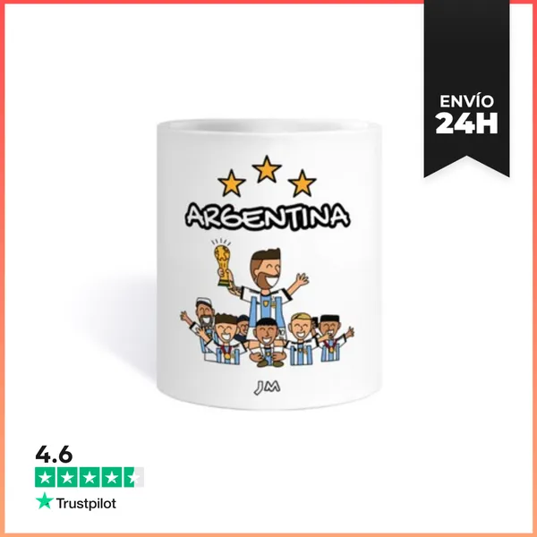Taza Argentina Campeón Del Mundo 3 Estrellas - Messi Mundial De