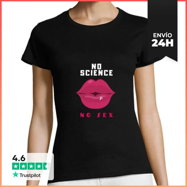 Camiseta Mujer Clásica Mujer, Manga Corta, Negra, Calidad Premium