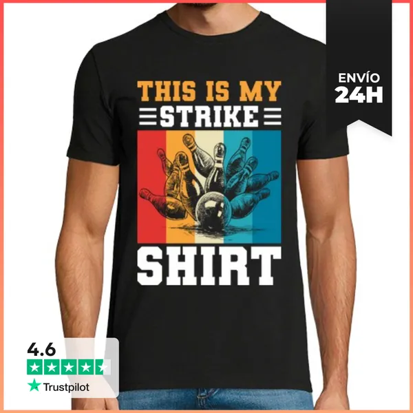 Camiseta Hombre Clásica Vintage Divertido Deportes, Humor Bolos