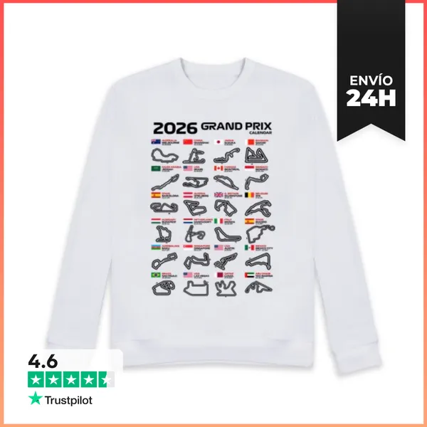 Sudadera Unisex F1 CALENDARIO CIRCUITOS GRANDES PREMIOS FECHAS