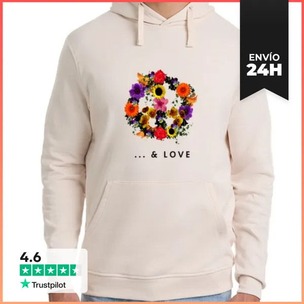 Sudadera Unisex Con Capucha Paz Y Amor LaTostadora
