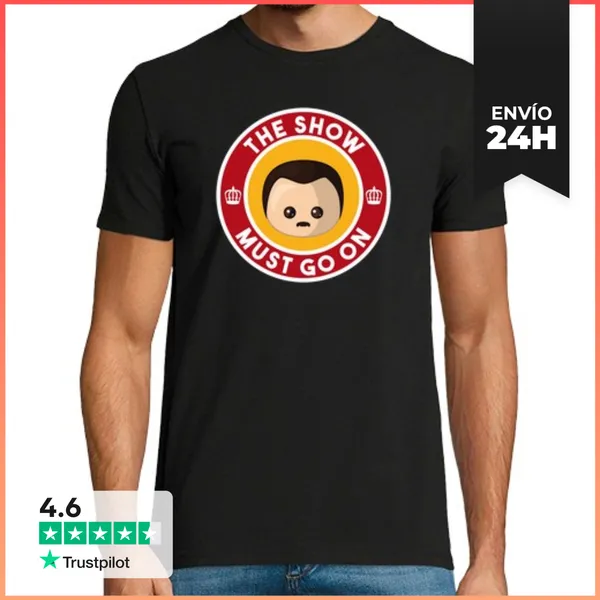 Camiseta Hombre Clásica Freddie Show Must Go On Manga Corta