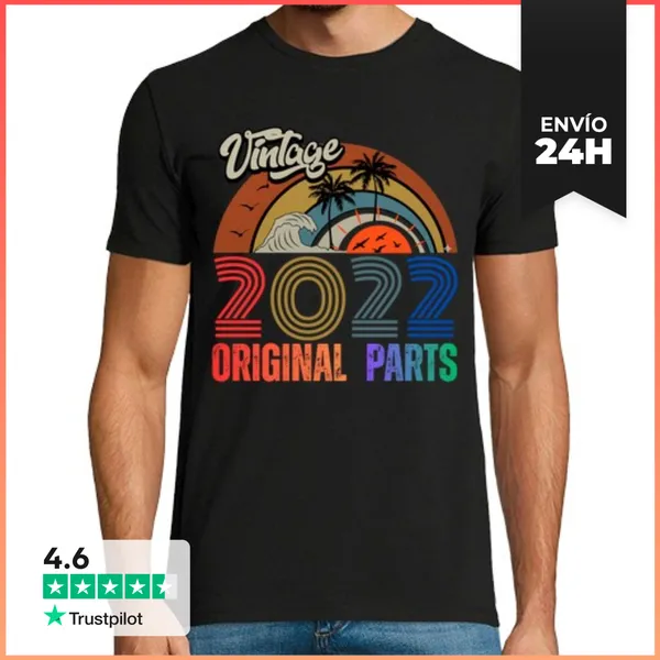 Camiseta Hombre Clásica Vintage 2022 Original Parts Retro Beach