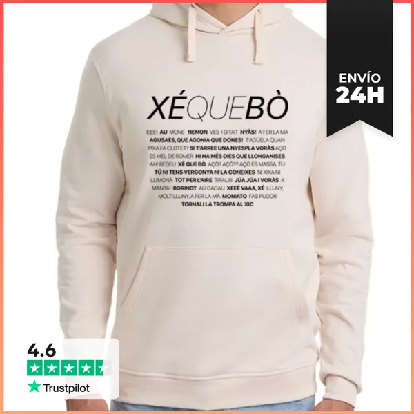 Sudadera Unisex Con Capucha XÉ QUE BÒ Dessuadora Blanca