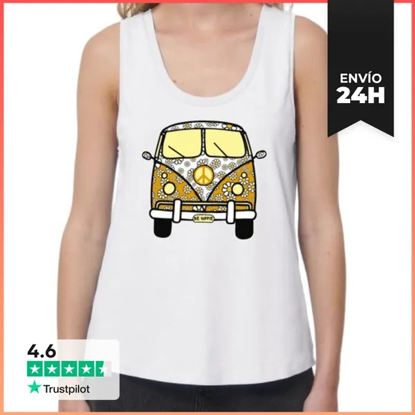 Camiseta Mujer Sin Mangas, Loose Fit Surf Why Be Hippie