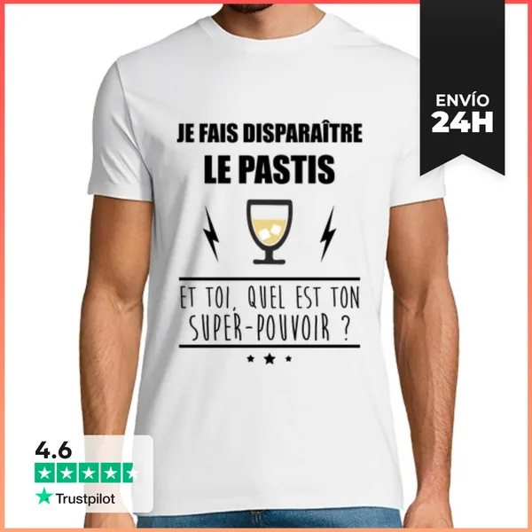 Camiseta Hombre Clásica Desaparecer Pastis Humor Alcohol