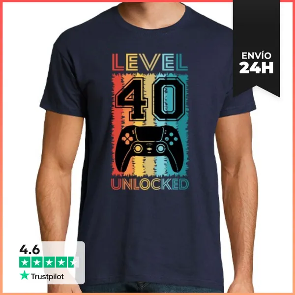 Camiseta Hombre Clásica Camiseta Nivel 40 Desbloqueado Unlocked