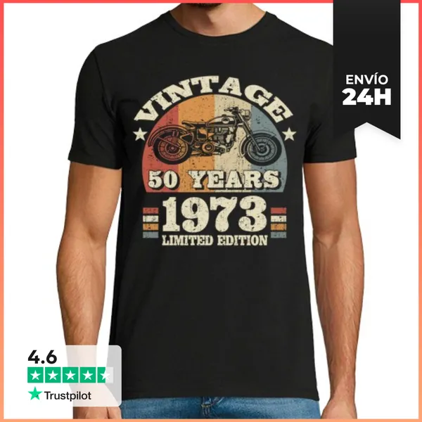 Camiseta Hombre Clásica 50 Años Cumpleaños - Aniversario 1973
