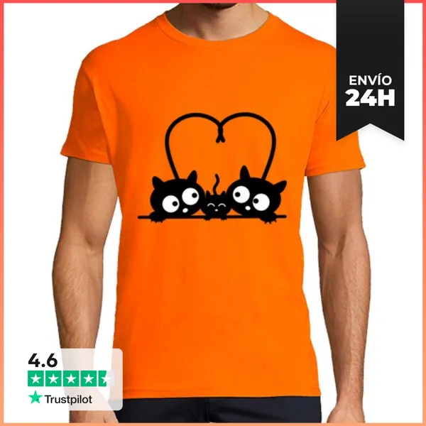 Camiseta Hombre Clásica Familia Gatos LaTostadora