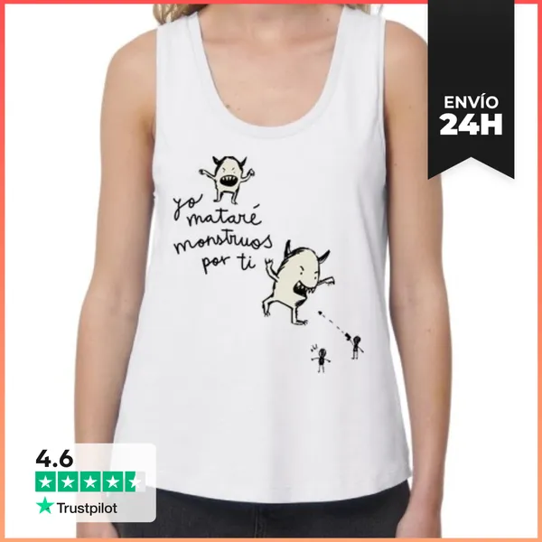 Camiseta Mujer Sin Mangas, Loose Fit Yo Mataré Monstruos Por Ti