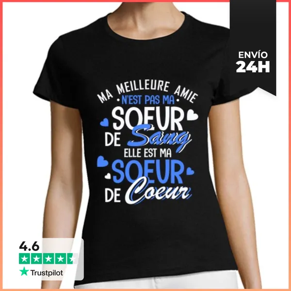 Camiseta Mujer Clásica Mi Mejor Amiga Es Mi Hermana De Corazon