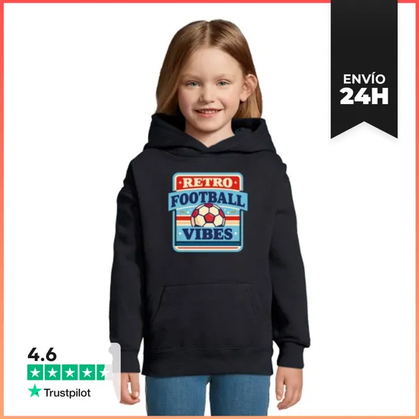 Sudadera Para Niños Con Capucha Vibras De Fútbol Retro