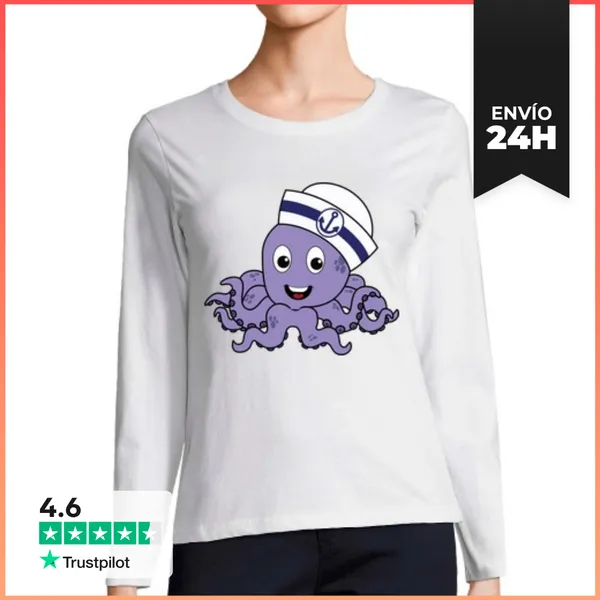 Camiseta Mujer Manga Larga Pulpito Marinero - Manga Larga Mujer